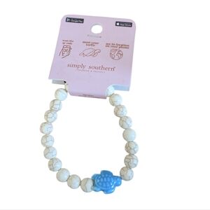 Simply Southern Turtle Bracelet - White and Blue